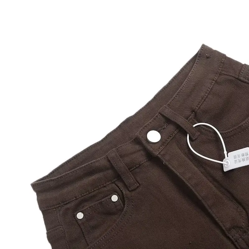 Maxdutti Ins Blogger Fashion Stretch DenimBermuda High Street Vintage  Shorts Casual  Washed Distressed