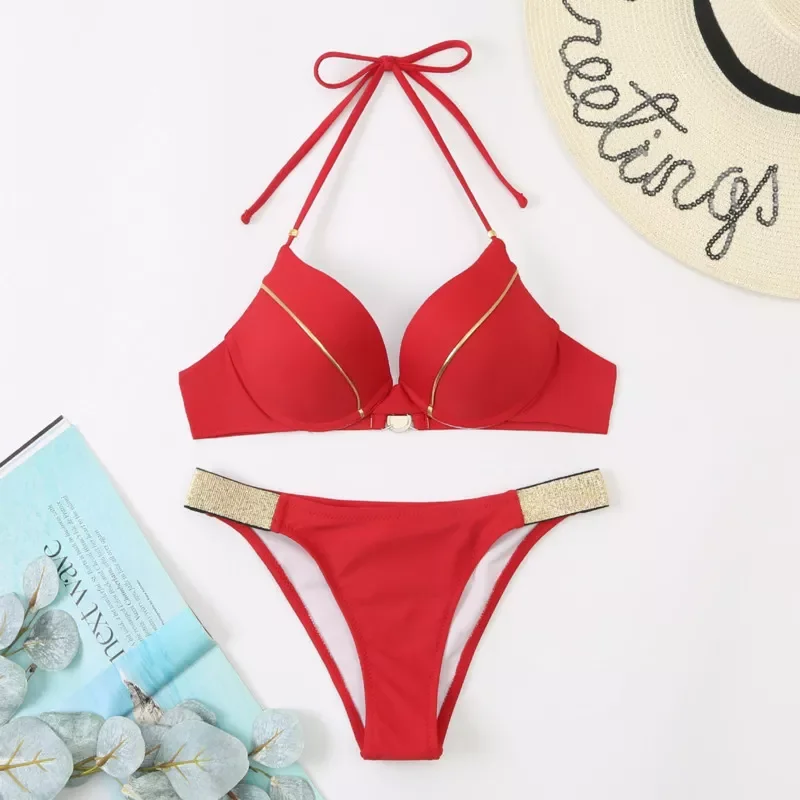 

Summer Red Sexy Bikini With Push Up Women Swimwear 2022 Female Swimming Bathing Suit Swimsuit Bikinis Set For Pool Beach Wear