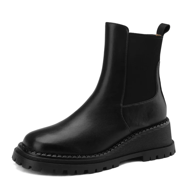 Женские кожаные ботинки челси SmallHut новые осенне-зимние черные коричневые