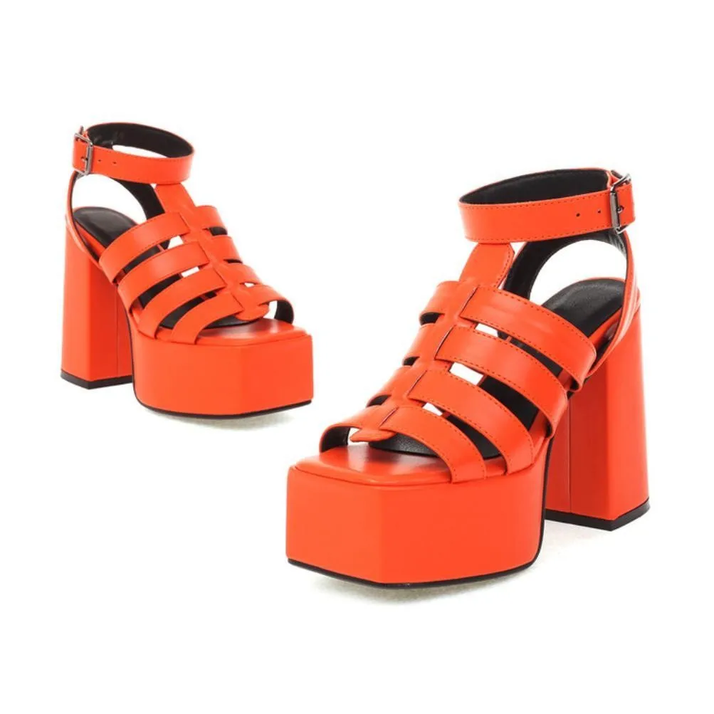 Elegant Woman Heeled Shoes 2023 Ankle Strap Buckle Ladies Thick Platform Fashion Summer Female Pumps New Sexy High Heel Sandals