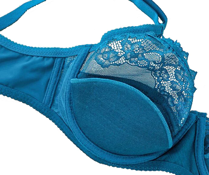 Sexy Womens Deep V Lace Brassiere Floral Embroidery Underwire 3/4 Cups Lightly Padded Bras Female Lingerie 38 40 42 44 C D Black