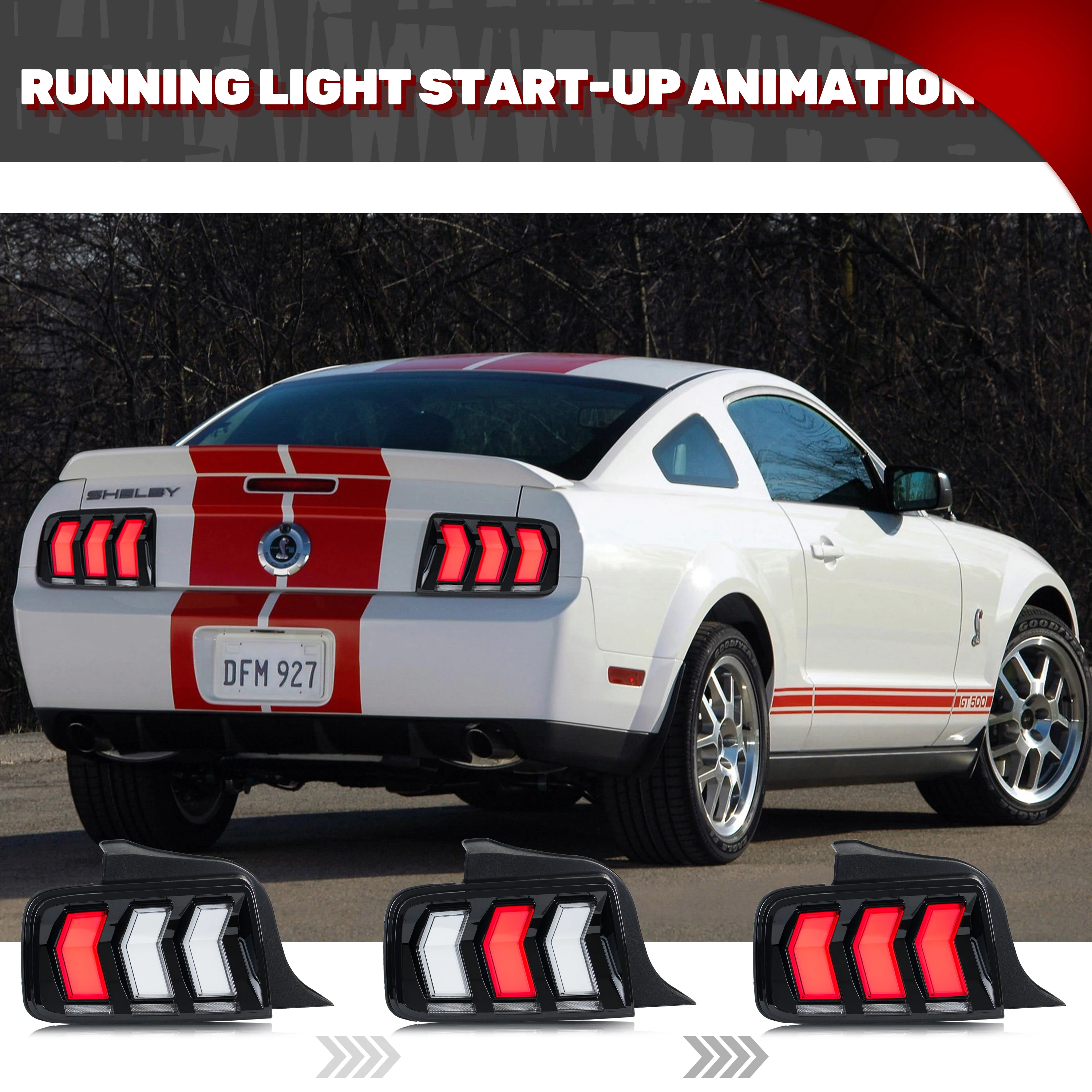 Светодиодные задние фонари для Ford Mustang S-197 2005-2009 гг. с последовательными