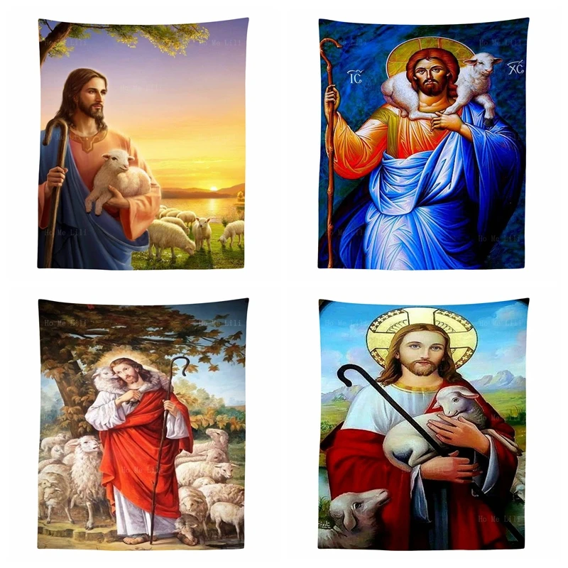 

My Hero Mr. Jesus Christ The Good Shepherd The Parable Of The Lost Sheep Tapestry By Ho Me Lili For Home Wall Decor