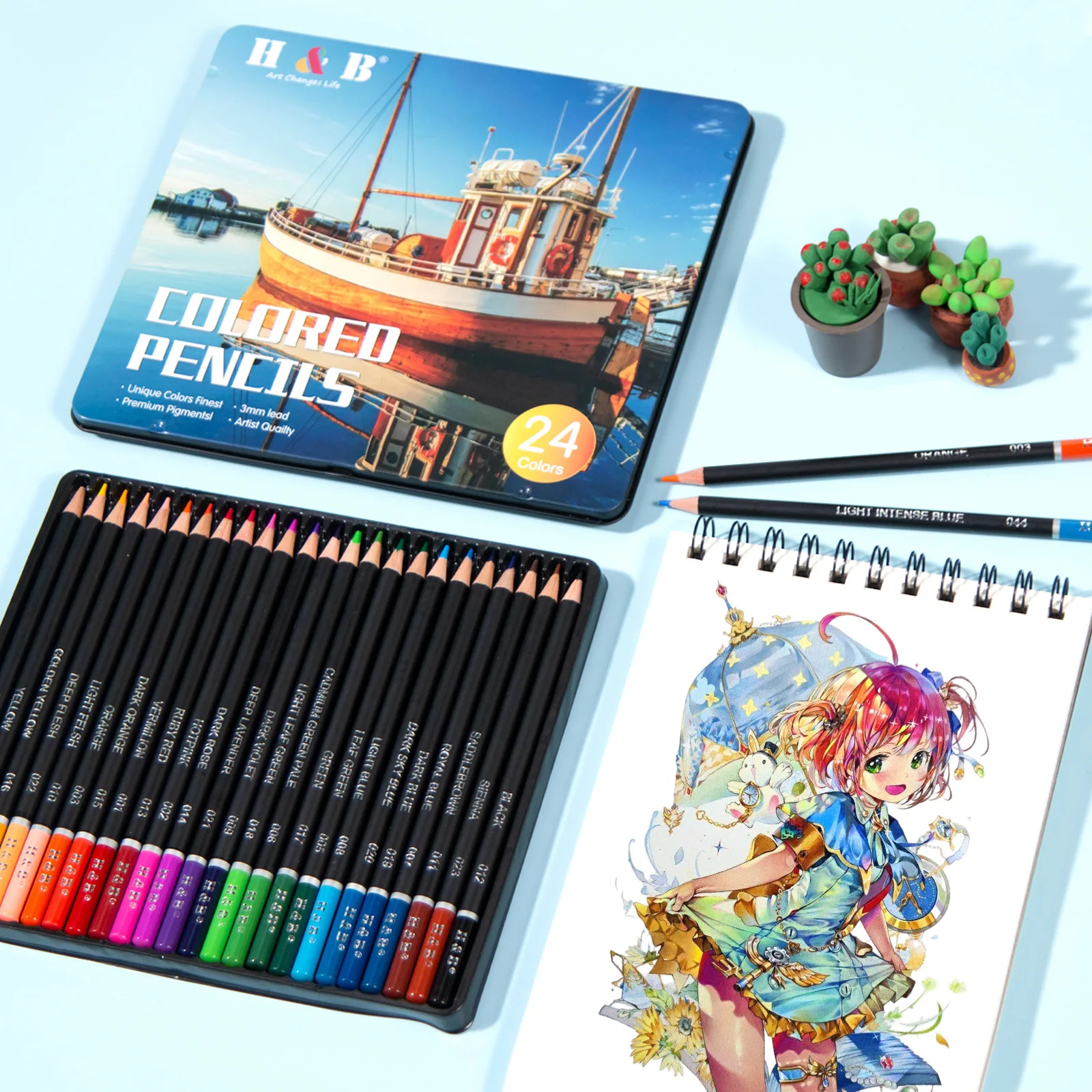 12/24 Pcs Set Water-soluble High Quality Iron Box Pack Writing Or Drawing Colored Lead Painting Set