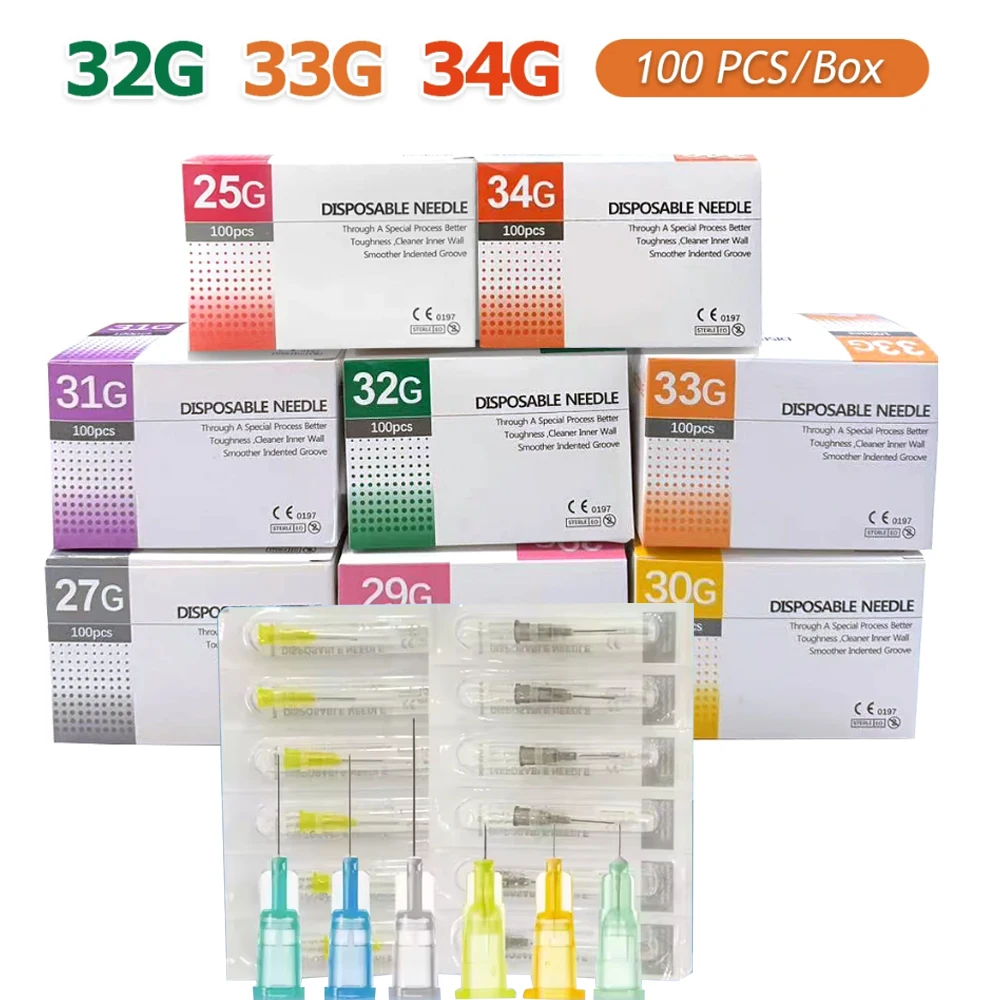 Фото Безболезненная маленькая игла 32G 4MM 32G 6MM 30G 13mm 34G 4MM Одноразовая ультратонкая острая игла из нержавеющей стали для ухода за век №1