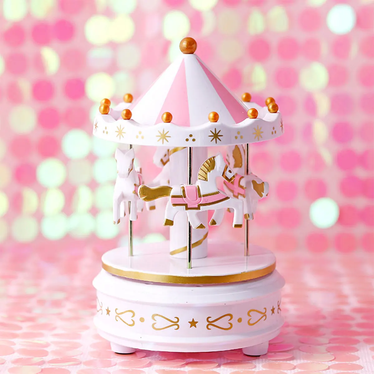 Музыкальная шкатулка в виде карусели на 360 ° светильник световым эффектом