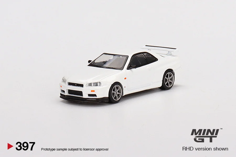 MINI GT 1:64 Skyline GTR R34 V-Spec II Bayside Blue Коллекционная модель автомобиля из сплава