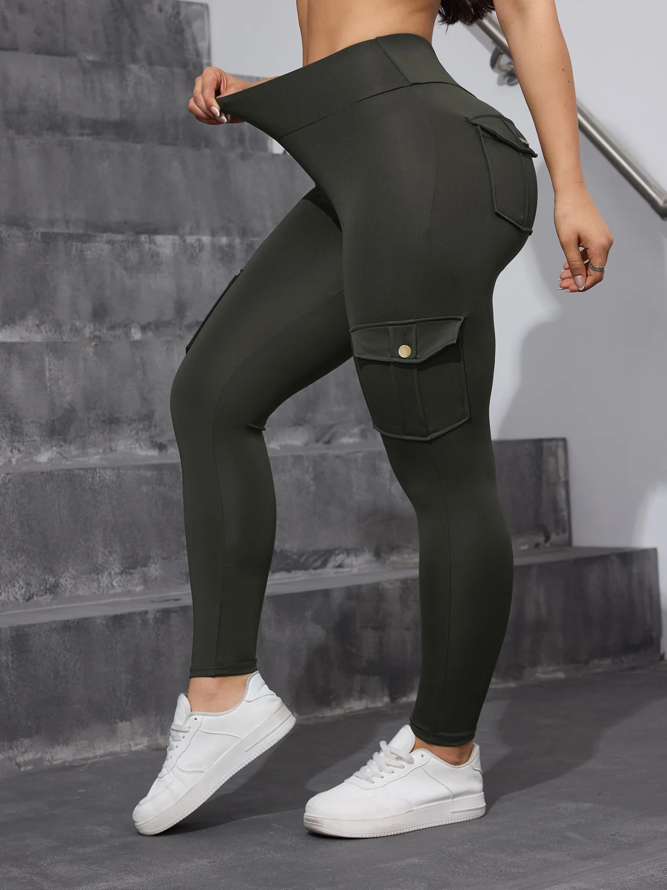Женские спортивные Леггинсы CHRLEISURE с карманами эластичные штаны высокой талией