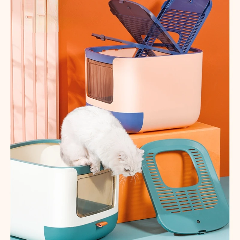 

Подстилка для кошачьего туалета, складная, закрытого типа, защита от запаха и брызг, для кошек, принадлежности для домашних животных