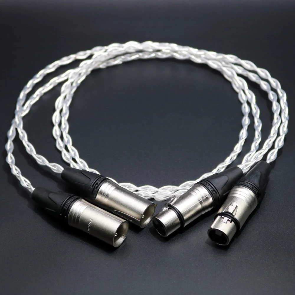 

HIFI 8AG Single Crystal Silver Balance Amplifier Canon Plug XLR Balanced Audio Signal Cable