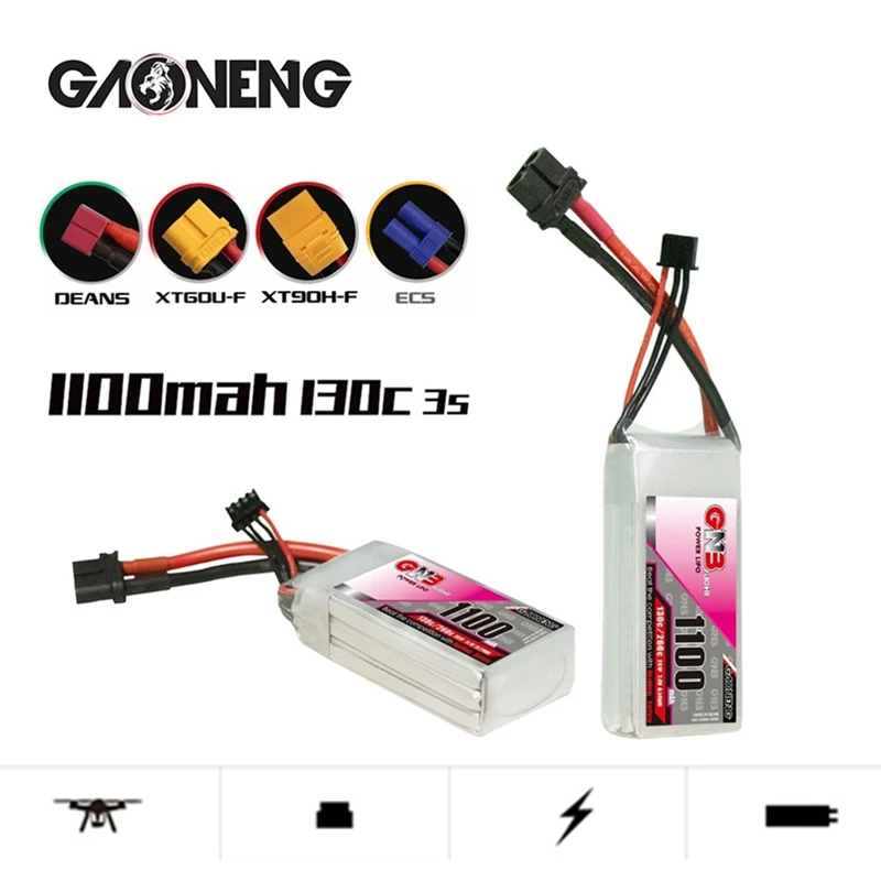 

MAX 260C GNB 11.1V 1100mAh Lipo Battery For FPV Drone RC Quadcopter Helicopter Parts 130C 3S 11.1V Battery 2PCS
