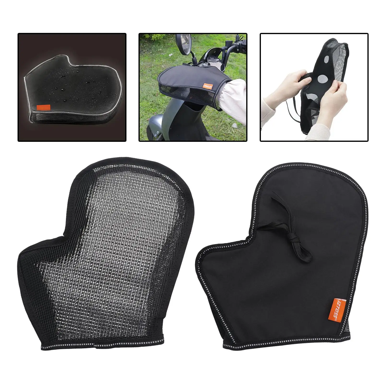 

Motorcycle Handlebar Muffs Sun Protection Breathable Universal Side and Bottom Mesh Design Waterproof for Motorcycle ATV