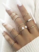 gold 910pcs heart rings set for women vintage geometric cross pearl finger rings womens trendy jewelry gift