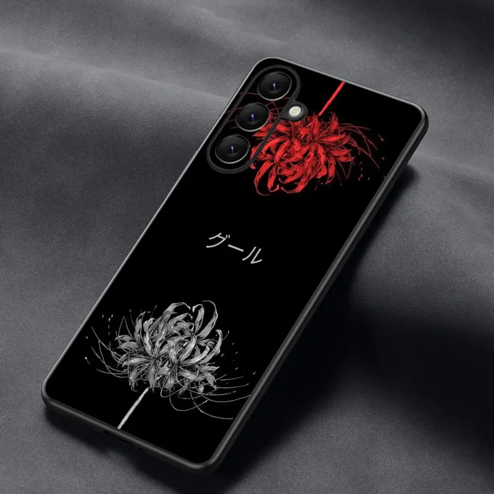 Фото Японский чехол для телефона с красными лилиями-пауками для Samsung Galaxy S26 S25 S24 S23 S22 S21 Plus Ultra Note20, мягкий, черный №5