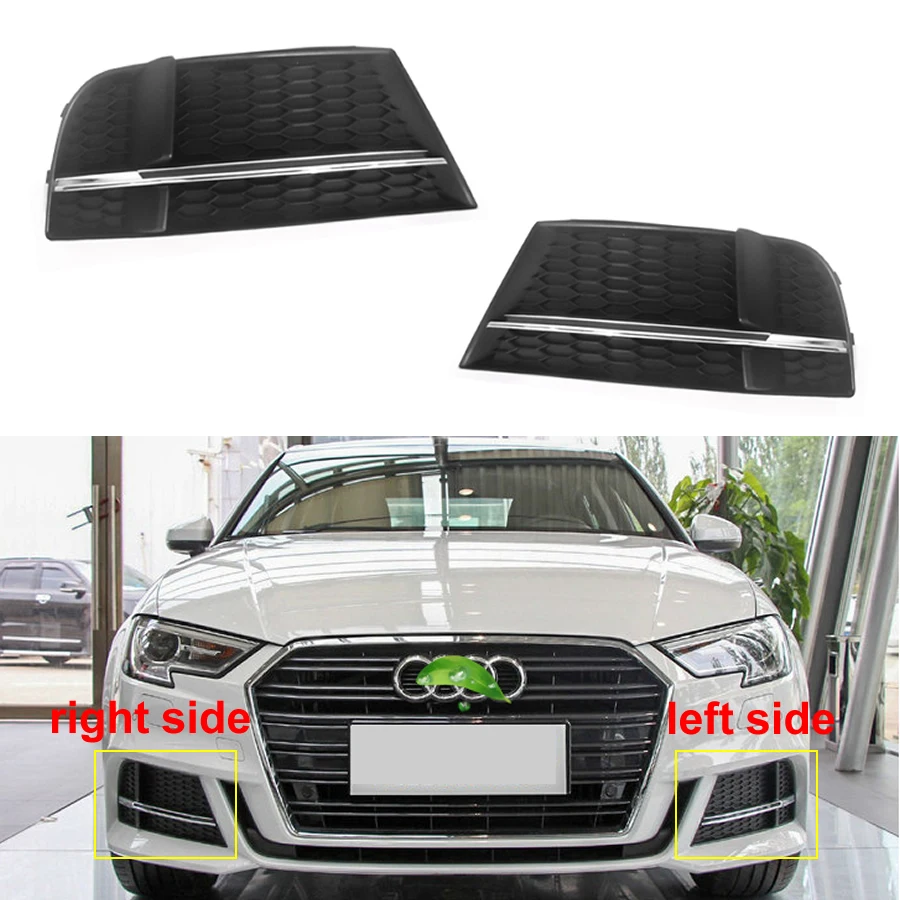 

For Audi A3 2017 2018 2019 2020 Sedan Sports Version Fog Light Frame Auto Front Bumper Lower Grille Fogs Lamp Cover