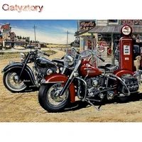 gatyztory frame two motorcycles painting by number wall art picture acrylic paint on canvas coloring by numbers for diy gift art