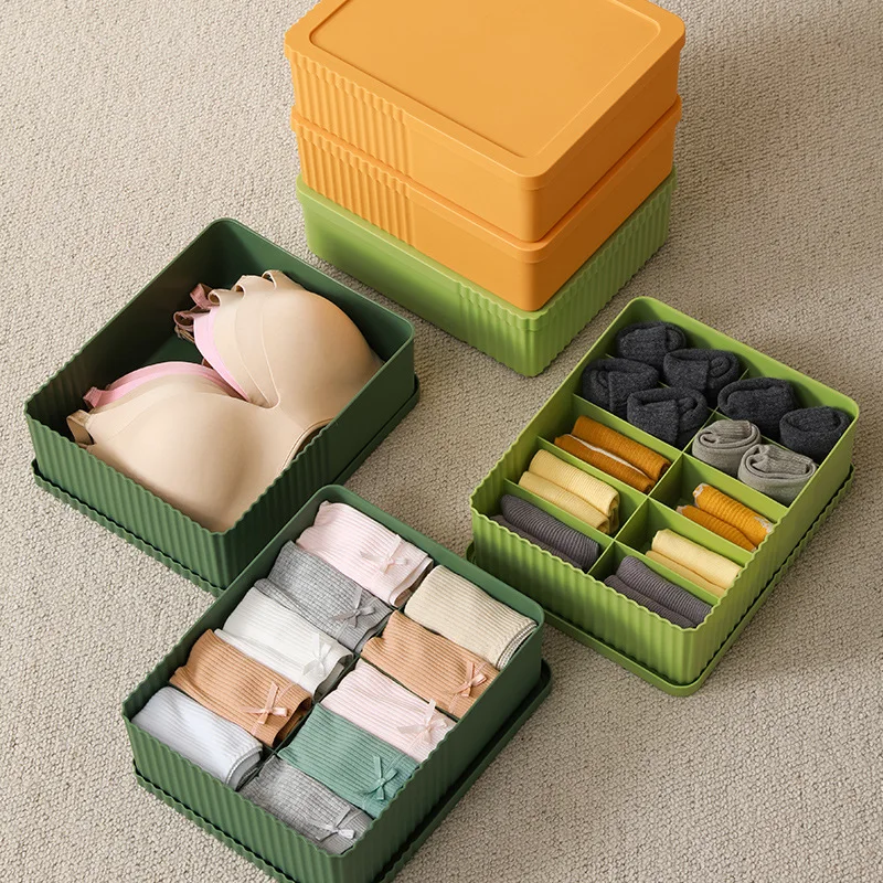 

Socks Bra Underwear Drawer Storage Box Stackable Clothes Sundries Organizer Household Wardrobe Storage Container with Lid