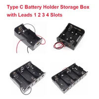 1pcs 1x 2x 3x 4x type c battery holder storage box with lead 1 2 3 4 slot type c battery container power box for diy 3v 4 5v 6v