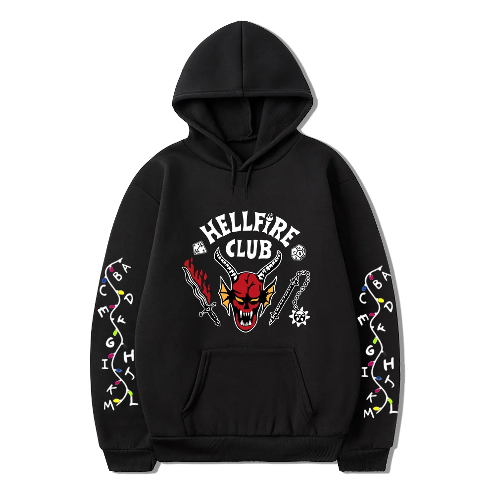 

Hellfire Club Hooded Sweatshirts Stranger Things Graphic Pullover Winter Men Oversize Hoodie Women Top Streetwear Couple Clothes