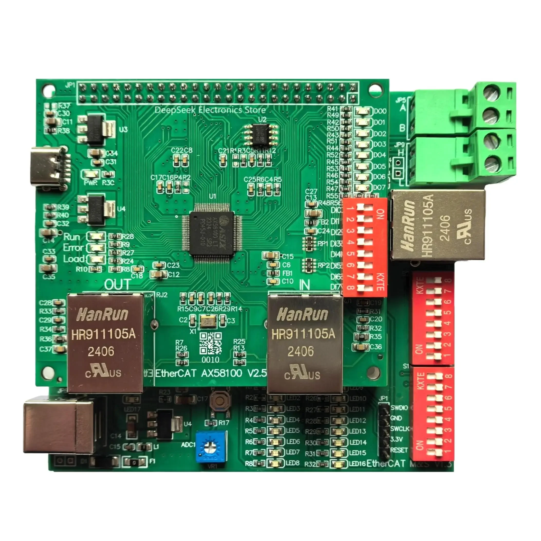 Плата разработки EtherCAT AX58100LAN9252, подопечная станция 8IO CIA402 на базе STM32F407VE (art.: 3920db2cf3210) - 3920db2cf3210