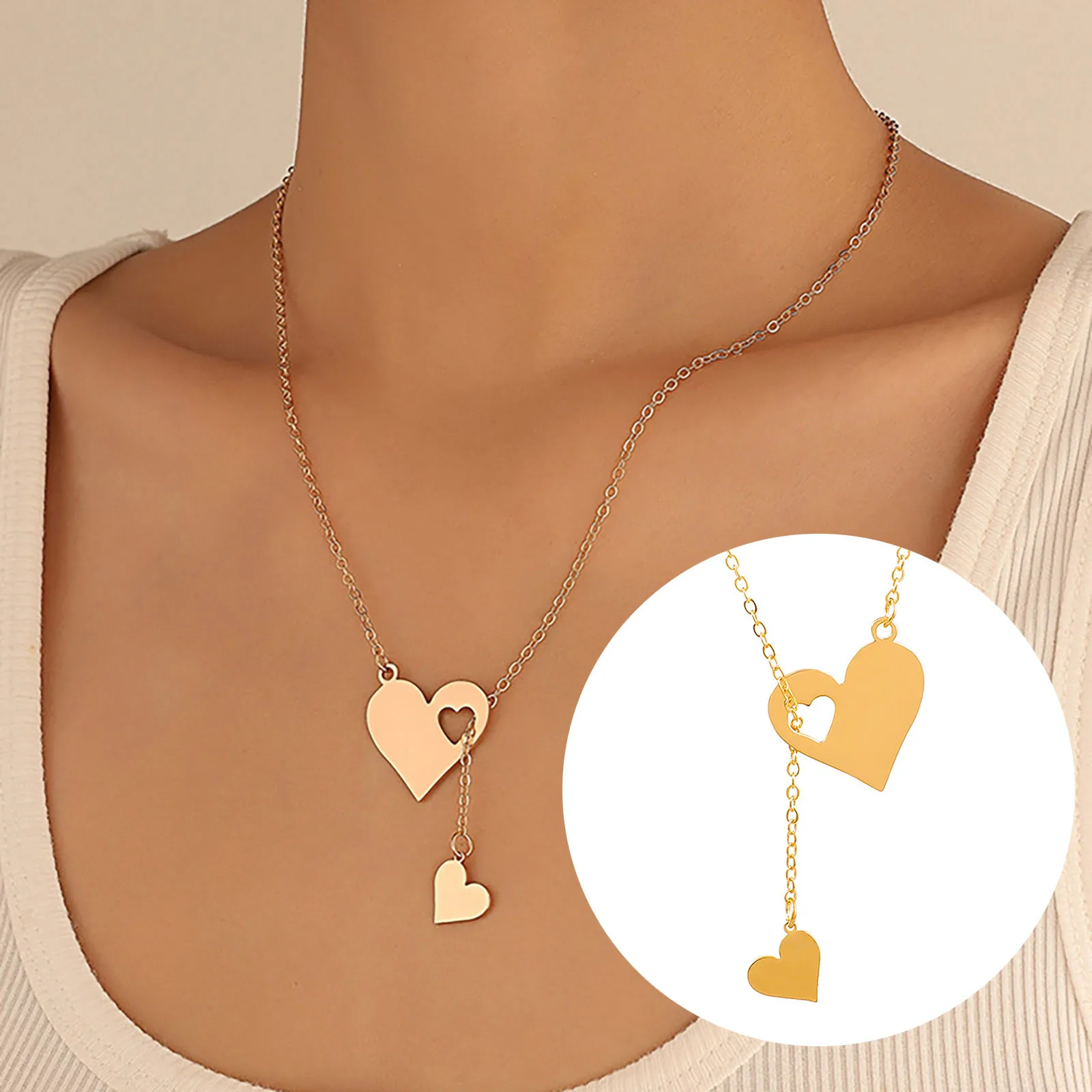 Heart Pendant Necklace For Girls Women Friends Distance Custom Locket Pearl Necklace Choker with Charm Name Choker Necklace