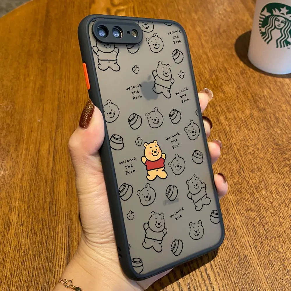 Фото Милый матовый чехол с Винни-Пухом для iPhone 17E 17 16 16E 15 14 13 12 11 Pro Max 17Air 7 8 Plus XR XS, противоударный защитный чехол-броня №4