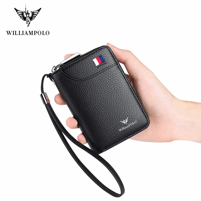 

WILLIAMPOLO Genuine Cow Leather Men Key Wallets Fashion High Quality Multifunction Key Case Bag Housekeeper Keys Organizer