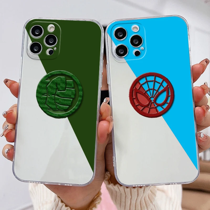 

Marvel hero logo Phone Case For Apple iPhone 11 12 13 14 Max Mini 5 6 7 8 S SE X XR XS Pro Plus Transparent luxury Silicone Soft