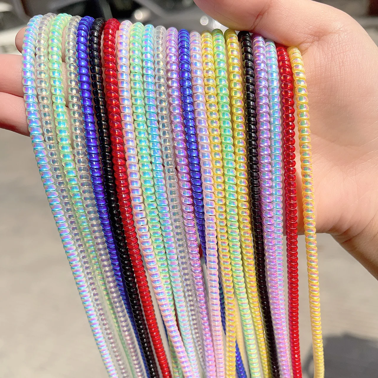 

1.4M TPU Spiral USB Charging Cable Protector for iPhone Samsung Huawei Plating Color Earphone Cord Protection Cable Winder