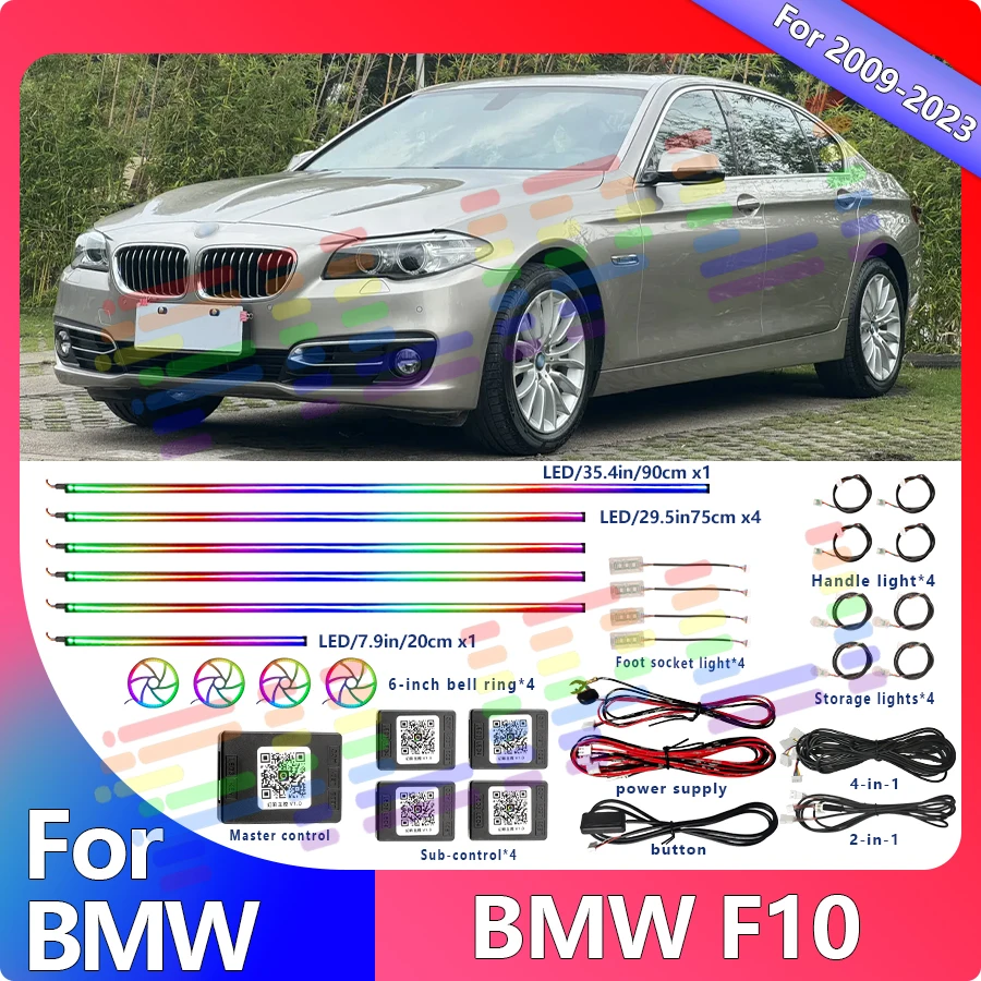 Bmw F10 декоративная атмосферная лампа 64 128 цветов RGB симфонический автомобиль 6/14/22
