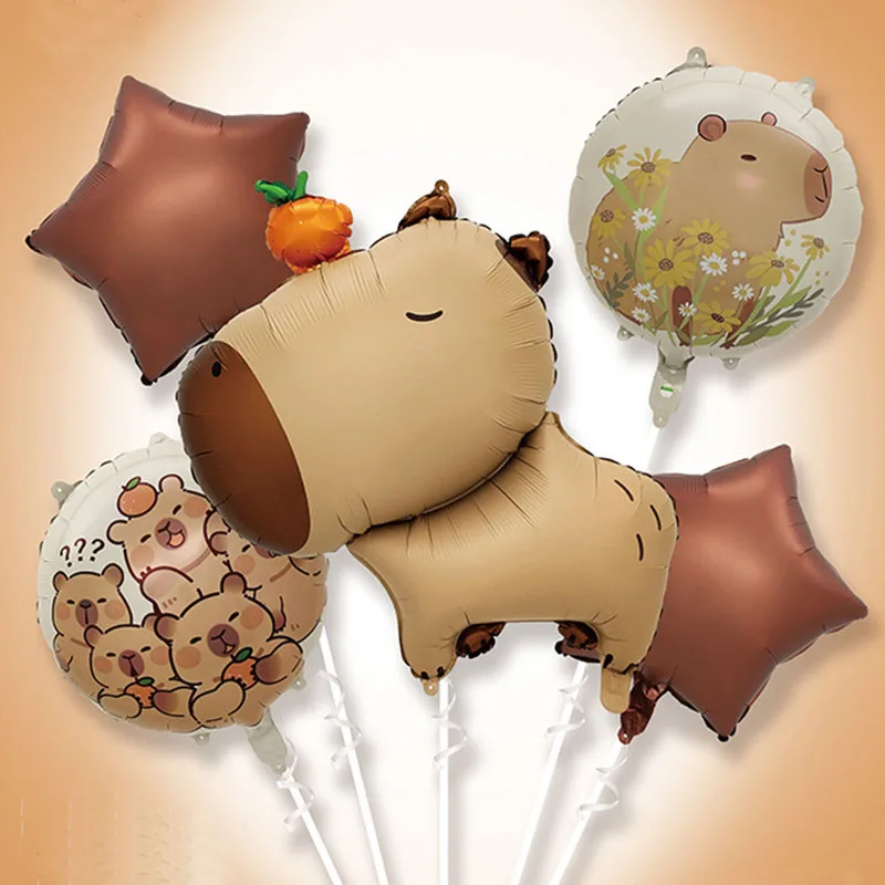 2 комплекта тема капибары коричневая звезда мультяшный милый набор воздушных