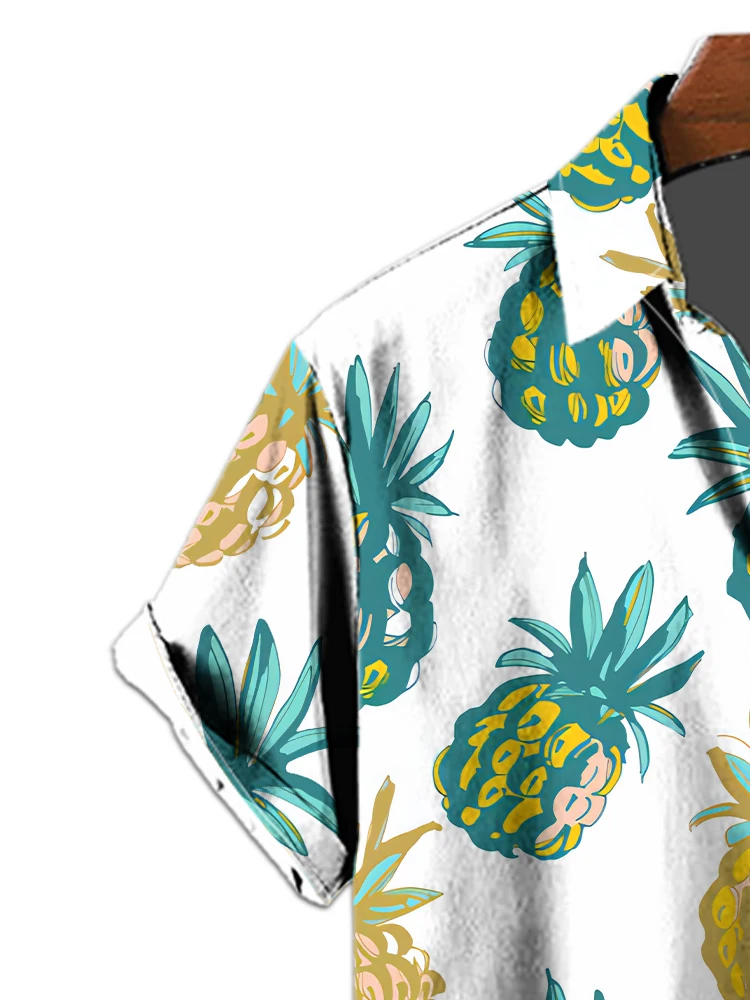 Рубашка мужская оверсайз с цифровым 3D-принтом ананаса модная повседневная