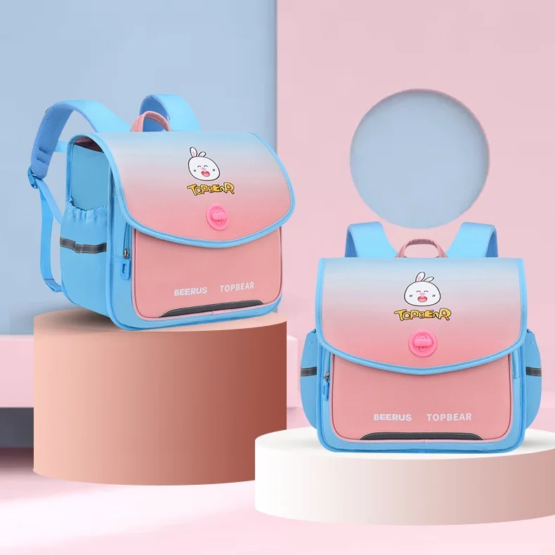 High-capacity Primary Children Horizontal British Style PU Backpacks for Students New Girl Boy Cute Cartoon Fashion Schoolbags