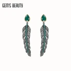 Серьги-гвоздики женские из серебра 925 пробы с перьями