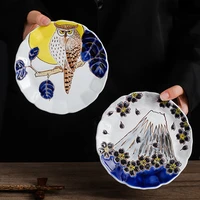 japanese style dish hand painted household tableware creative restaurant ceramic snack dish personalized dish retro style