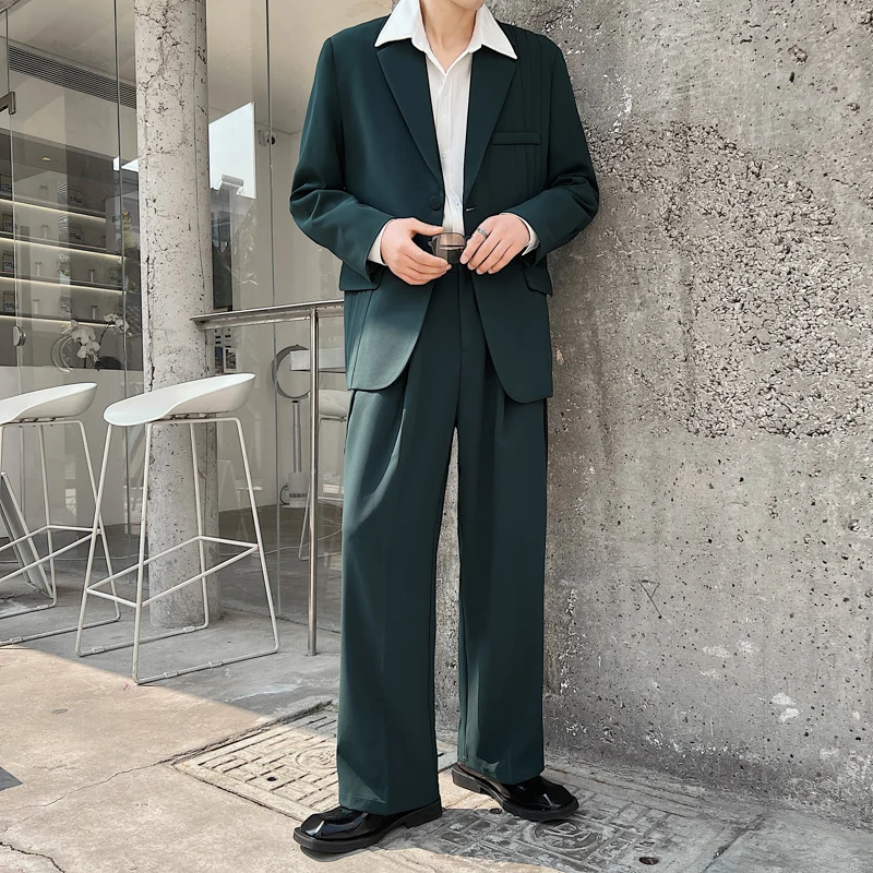 

Костюм Мужской винтажный, модный Свободный Повседневный костюм, жакет и брюки, шикарная уличная одежда в японском и корейском стиле