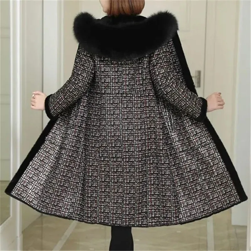 Зимнее длинное черное пальто из искусственного меха норки женское двухстороннее