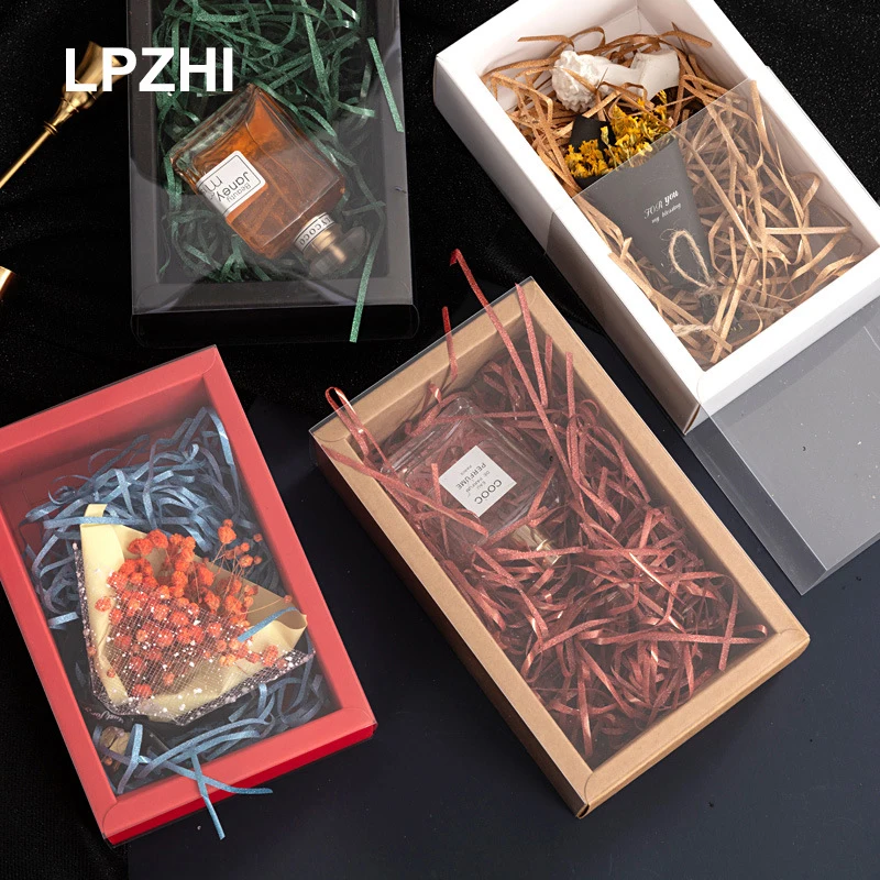 

LPZHI 5Pcs Drawer Style Gift Boxes Wedding Birthday Party Chocolate Cookies Packaging Decoration Favors With Transparent Cover