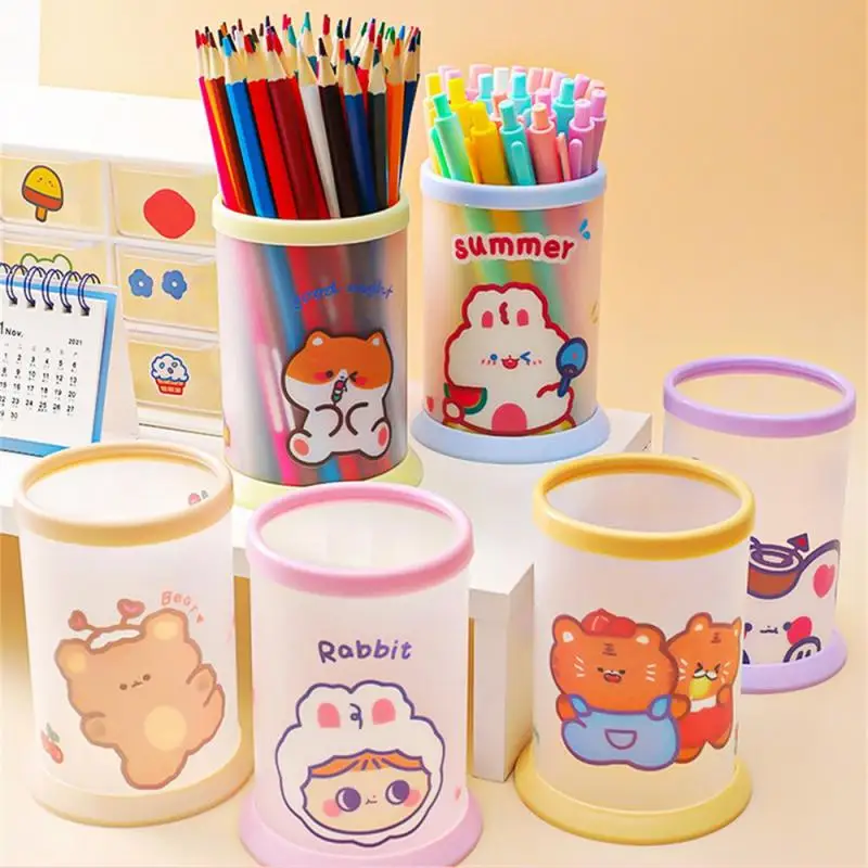 

Cartoon Creative Circular Folding Pen Holder Small Fresh Ins Stationery Storage Pen Holder Student Office Desktop Storage Box