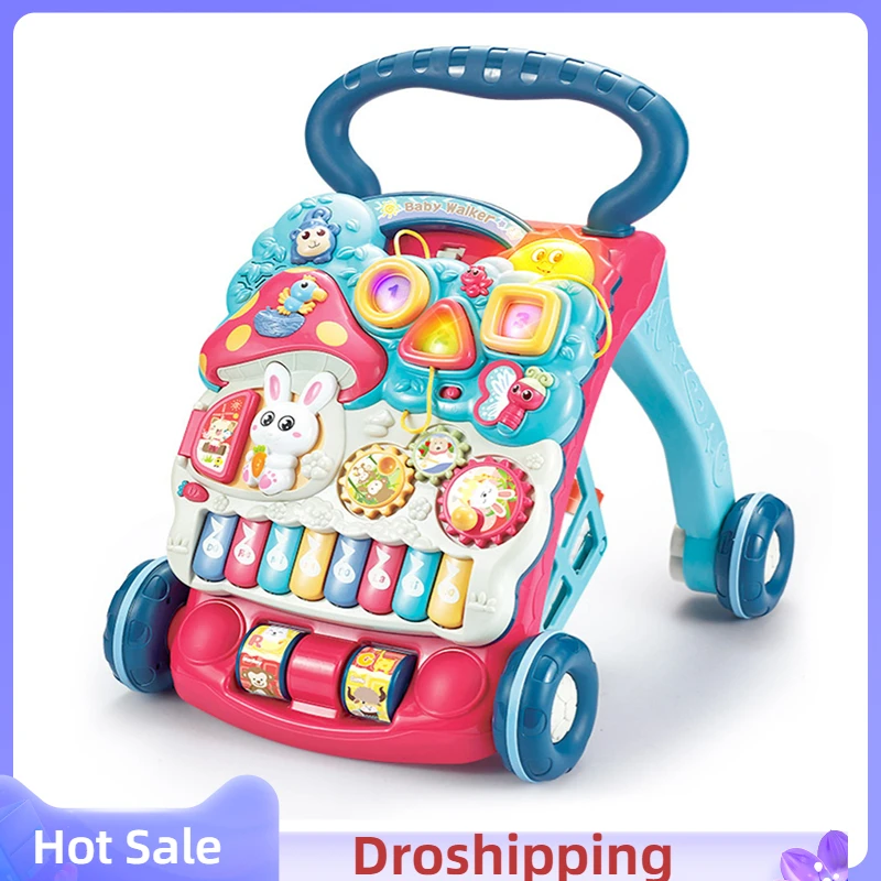 

Ходунки для малышей, детские игрушки, Многофункциональные Музыкальные регулируемые скоростные тележки, Игрушки для раннего развития, ходу...