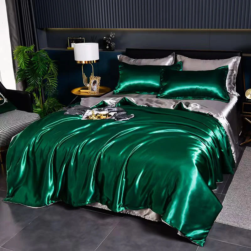 

Spring and Summer Washing ice Silk Comfortable Four Piece Bedding Sheet Double-sided Silk Slippery Naked Sleeping ice Feeling