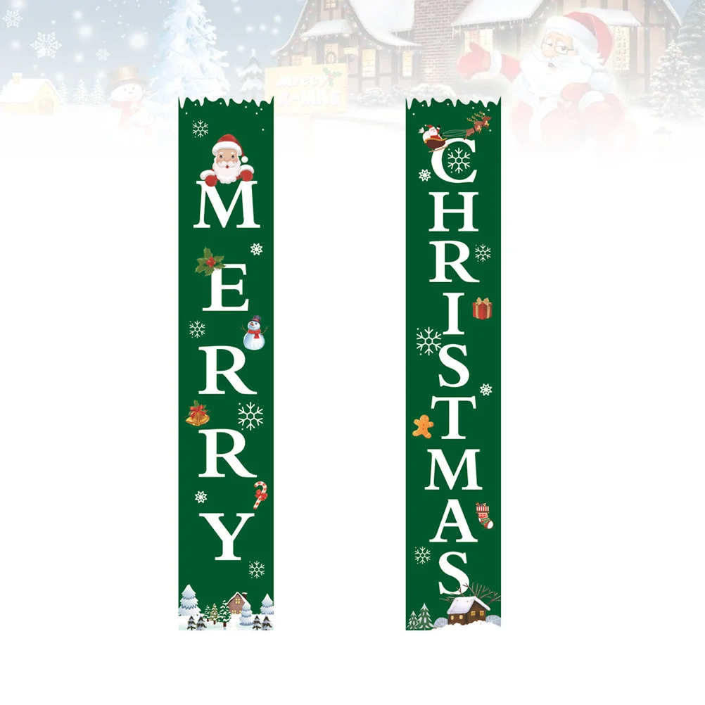 

1 Pair of Christmas Couplets Creative Decorative Xmas Door Curtains MERRY CHRISTMAS Letters Door Hanging Banners Home Decoration