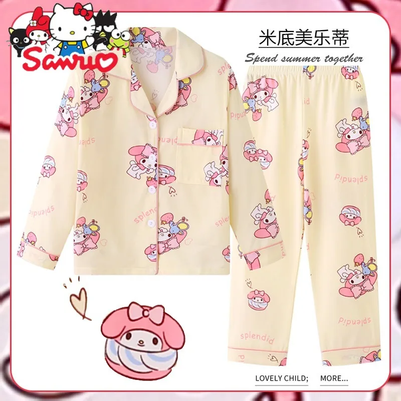 MINISO Melody Kuromi Hello Kitty Cinnamoroll понравико детские пижамы для девочек Тонкий Детский