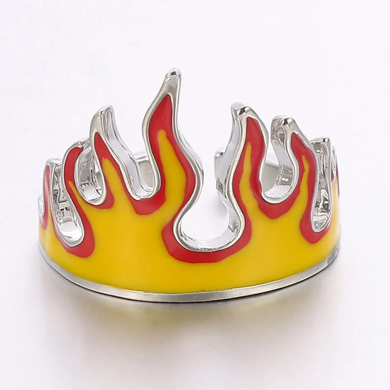 

Fire Flame Ring Opening Adjustable Size Blaze Crown Finger Band for Women Finger Rings Men Hiphop Punk Party Charm Jewelry Gifts