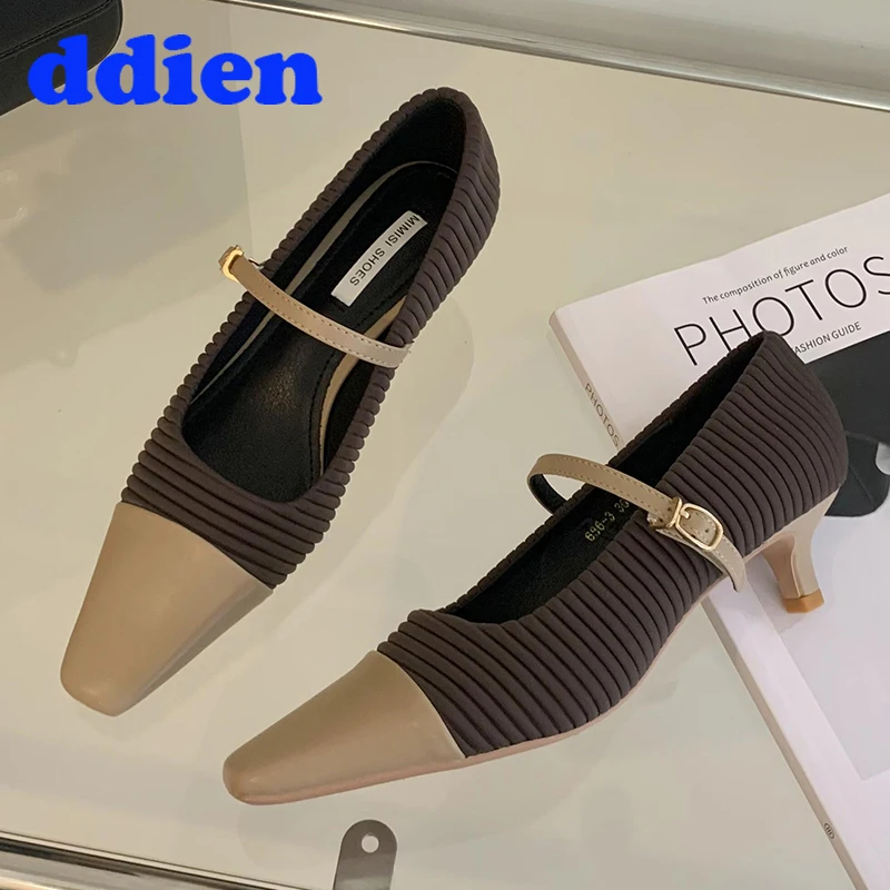 

Square Toe Shoes Female Low Heels Sandals Autumn Spring Fashion Ladies Buckle Strap Shallow Footwear Pumps Shoes For Women