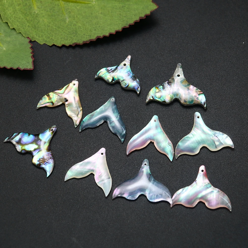5pcs Netural Abalone Shell Fish Charm Pink MOP Sea Shark Whale Tail Luxury Necklace Pendant Earring DIY Jewelry Making Accessory