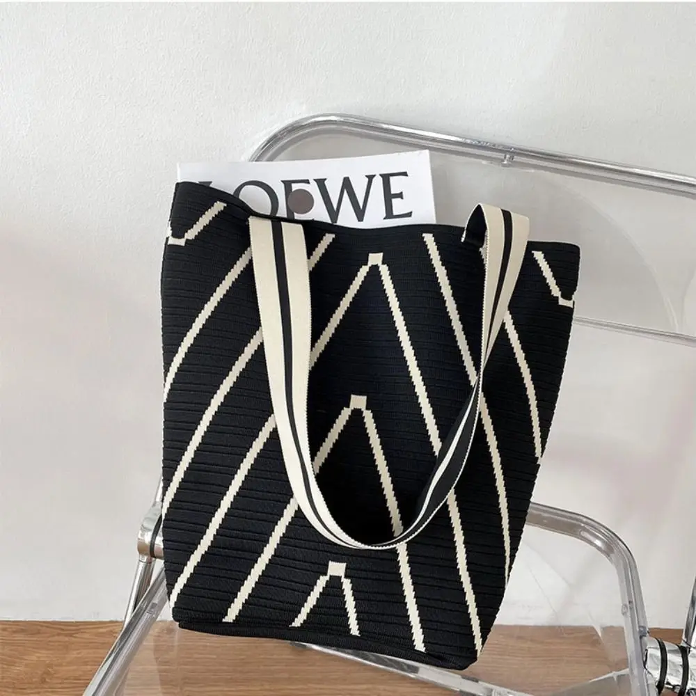 Двойная вязаная дизайнерская сумка с большой вместительностью и шелковой