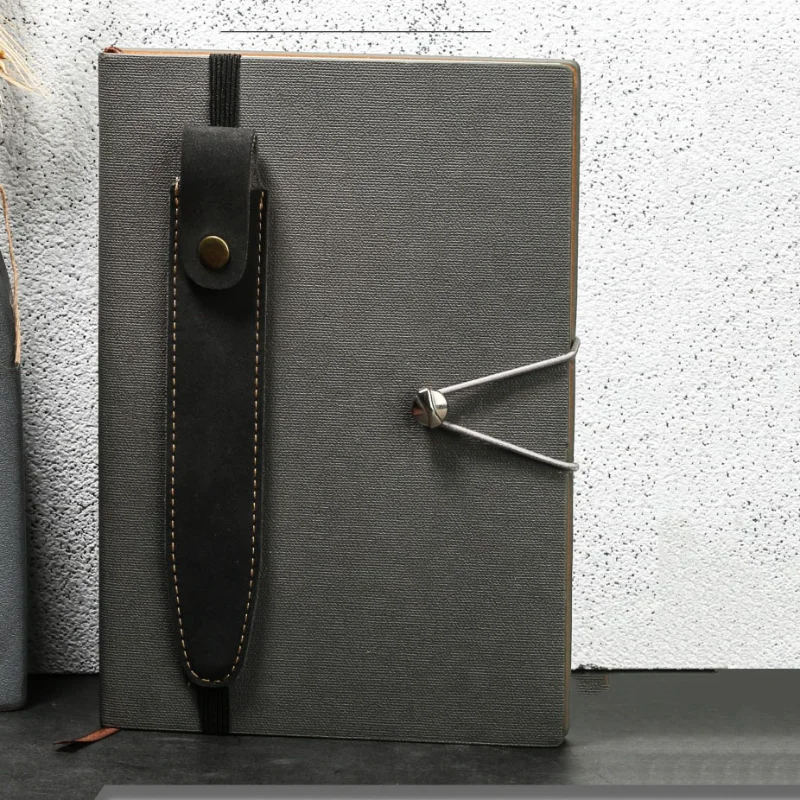 

1Pc Retro Pencil Bag Notebook Elastic Band Rubber Pen Case Pu Leather Single Pen Bag Cute Stationery Student School Supplies