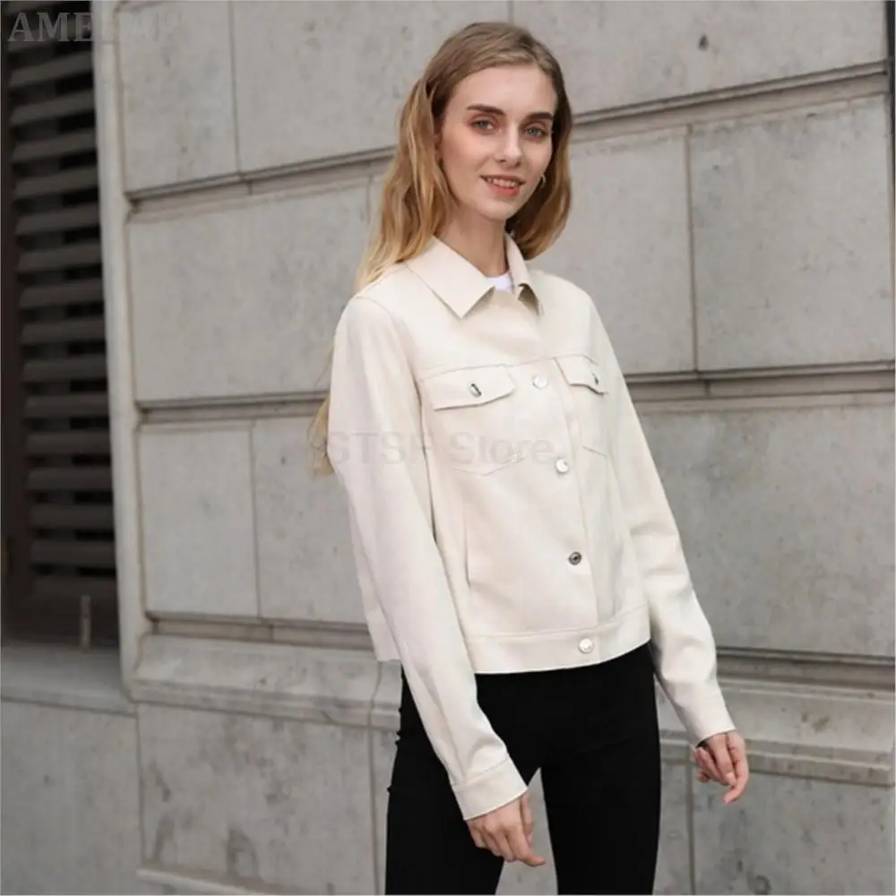 Women Real Suede Fashionable Coat Real Suede Fashion Simple Biker Coat Spring Summer Autumn Pure Color Lapel Classy Jackets Coat