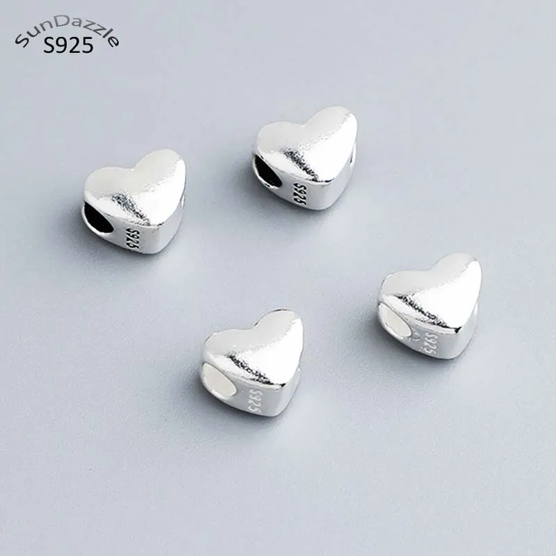 2 шт. 925 Серебряный сердечный интервал Жемчуг 8 мм Большое сердце DIY Ювелирные